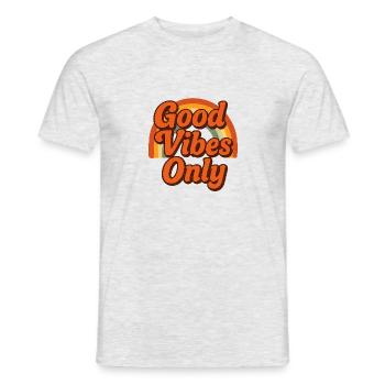 "Gute Vibes" Only Retro Rainbow - Männer T-Shirt - Grau meliert - Vorne - AI Model Male 178 dark (178cm)