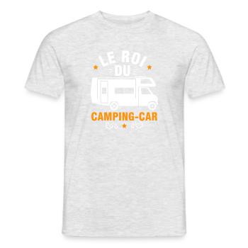 Roi du camping car - cadeau camping car humour - T-shirt homme - gris chiné - Devant - AI Model Male 178 dark (178cm)