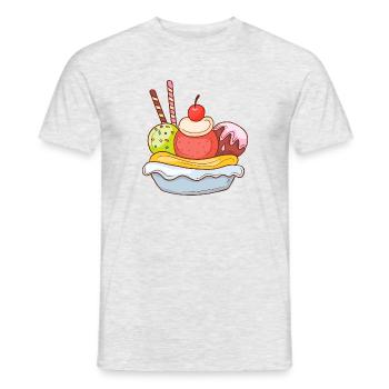 Crème glacée, crème glacée, crème glacée, crème glacée, boule, crème glacée, sundae - T-shirt homme - gris chiné - Devant - AI Model Male 178 dark (178cm)