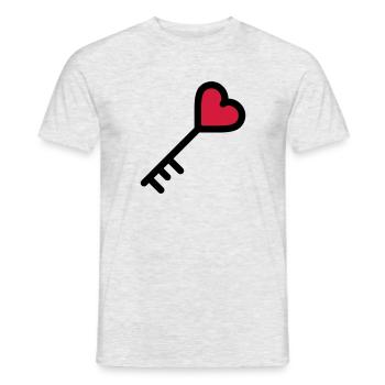 la clé du coeur de la Saint Valentin - T-shirt homme - gris chiné - Devant - AI Model Male 178 dark (178cm)