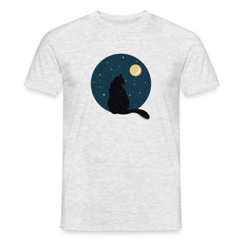 Black cat in front of moon. Gift idea - Men's T-Shirt - heather grey - Front - AI Model Male 178 dark (178cm)