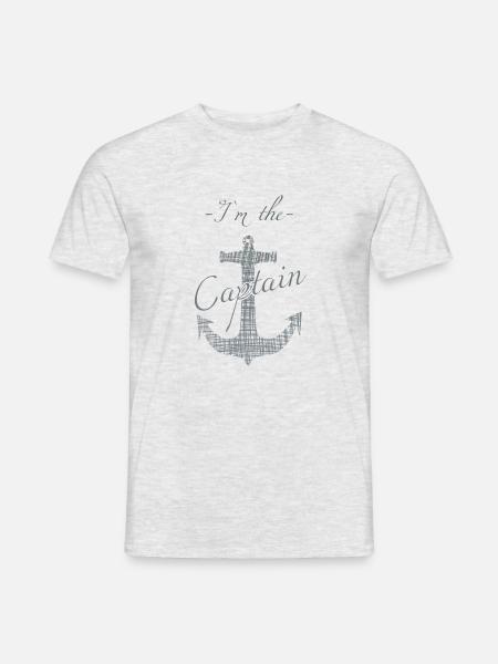 Captain Kapitän - Männer T-Shirt - Grau meliert