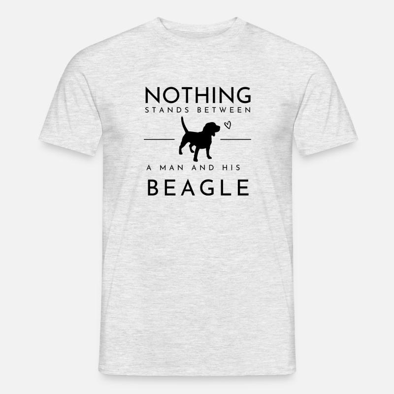 Nothing stays between a man and a beagle - Männer T-Shirt - Grau meliert
