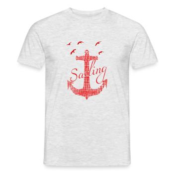 Sailing Anker Captain - Männer T-Shirt - Grau meliert - Vorne - AI Model Male 178 dark (178cm)