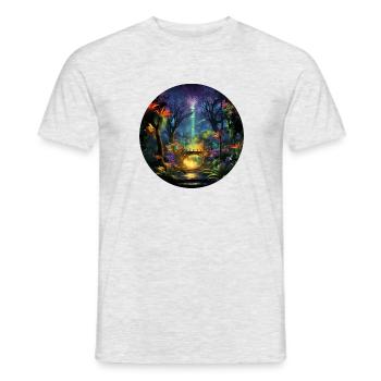 Urban Neon Adventure: Discover the Neon Jungle - Men's T-Shirt - heather grey - Front - AI Model Male 178 dark (178cm)