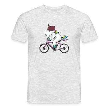 Einhorn Fahrrad Geschenk Radsport Biker fahren. - Männer T-Shirt - Grau meliert - Vorne - AI Model Male 178 dark (178cm)