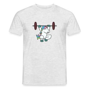 Einhorn Gewichtheber Geschenk Gym Fitness Gewicht - Männer T-Shirt - Grau meliert - Vorne - AI Model Male 178 dark (178cm)