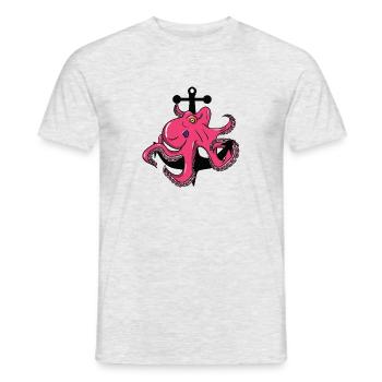Octopus - Tintenfisch - Anker - Männer T-Shirt - Grau meliert - Vorne - AI Model Male 178 dark (178cm)