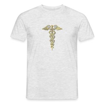 Caduceus (Doctor) Jewelry Chain Pendant Bling Bling - Men's T-Shirt - heather grey - Front - AI Model Male 178 dark (178cm)