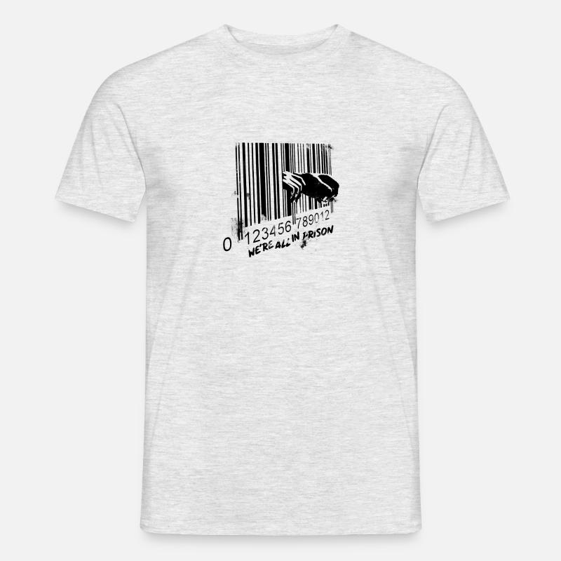 We are all in Prison Graffiti - barcode graffiti - Men’s T-shirt - heather grey