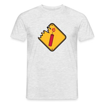 bouclier attention danger danger prudence stan - T-shirt homme - gris chiné - Devant - AI Model Male 178 dark (178cm)