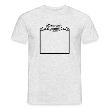 frosch schild verstecken rahmen text schreiben mau - Männer T-Shirt - Grau meliert - Vorne - AI Model Male 178 dark (178cm)