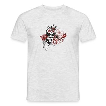 Schädel Katze - Männer T-Shirt - Grau meliert - Vorne - AI Model Male 178 dark (178cm)