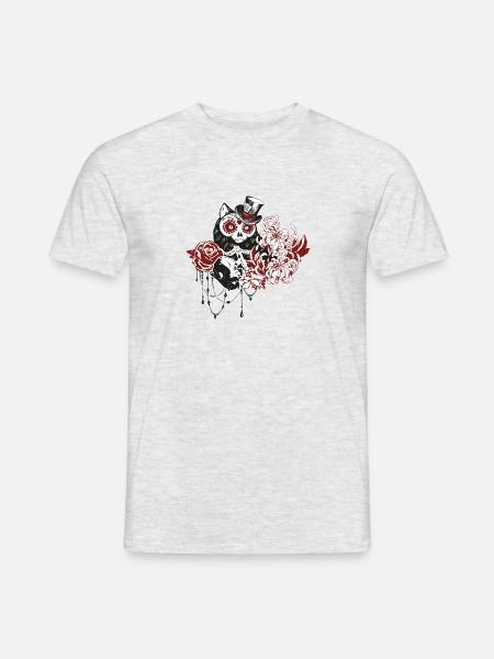 skull cat - Men's T-Shirt - heather grey