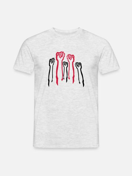 mains poing rébellion protestation anarchie - T-shirt homme - gris chiné