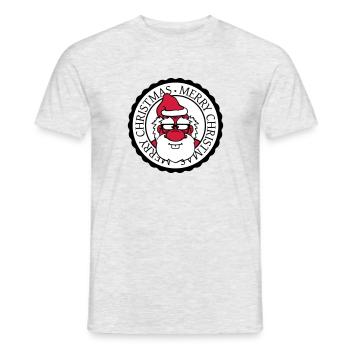 santa claus round circle stamp nikolaus weihnac - Men's T-Shirt - heather grey - Front - AI Model Male 178 dark (178cm)