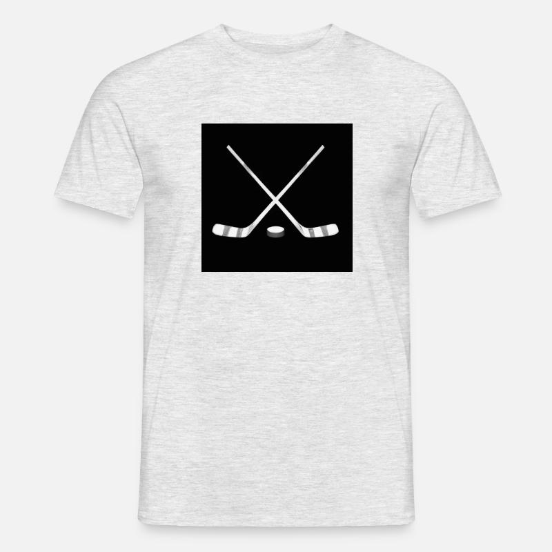 Hockeyschläger mit Puck - Männer T-Shirt - Grau meliert