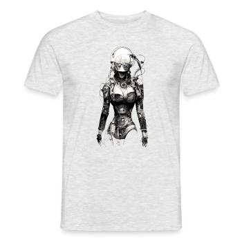 technical drawing cyborg - Men's T-Shirt - heather grey - Front - AI Model Male 178 dark (178cm)