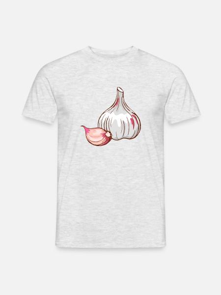 Knoblauch Knoblauchzehe Zehe Gewürze - Männer T-Shirt - Grau meliert