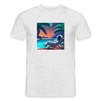 astronaut lounging in a tropical resort in space - Men's T-Shirt - heather grey - Front - AI Model Male 178 dark (178cm)