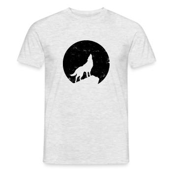 Hund und Wolf design bei schwarzem Vollmond - Männer T-Shirt - Grau meliert - Vorne - AI Model Male 178 dark (178cm)
