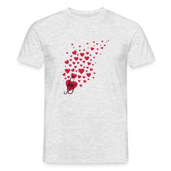 fly fliegende Herzchen, viele Herzen Herz - Männer T-Shirt - Grau meliert - Vorne - AI Model Male 178 dark (178cm)