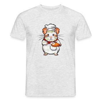 Hamster als Koch und Bäcker mit Schüssel in 8 Bit - Männer T-Shirt - Grau meliert - Vorne - AI Model Male 178 dark (178cm)