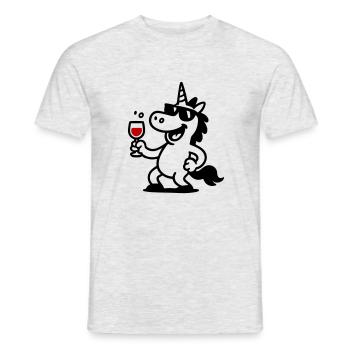 Licorne Verre à Vin Drôle - T-shirt homme - gris chiné - Devant - AI Model Male 178 dark (178cm)