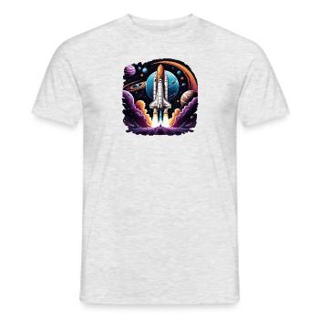 Rakete Astronaut Weltall Geschenk SpaceShuttle - Männer T-Shirt - Grau meliert - Vorne - AI Model Male 178 dark (178cm)