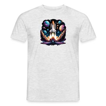 Rakete Astronaut Weltall Geschenk SpaceShuttle - Männer T-Shirt - Grau meliert - Vorne - AI Model Male 178 dark (178cm)