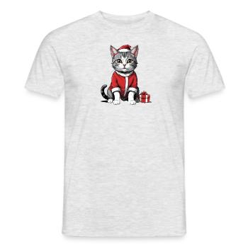 Chat de Noël Père Noël Chat Chat Chat Cadeau - T-shirt homme - gris chiné - Devant - AI Model Male 178 dark (178cm)