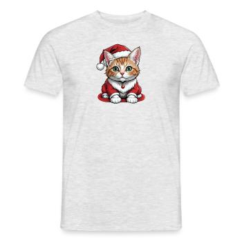Chat de Noël Père Noël Chat Chat Chat Cadeau - T-shirt homme - gris chiné - Devant - AI Model Male 178 dark (178cm)