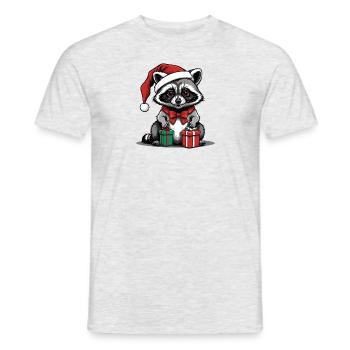 Cadeau de Noël du Père Noël raton laveur - T-shirt homme - gris chiné - Devant - AI Model Male 178 dark (178cm)