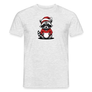 Cadeau de Noël du Père Noël raton laveur - T-shirt homme - gris chiné - Devant - AI Model Male 178 dark (178cm)
