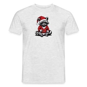 Cadeau de Noël du Père Noël raton laveur - T-shirt homme - gris chiné - Devant - AI Model Male 178 dark (178cm)