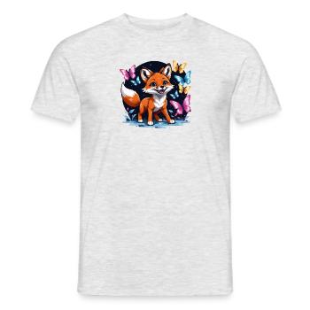 Fox Fox Flowers Cute Gift Animal Love for Women - Men's T-Shirt - heather grey - Front - AI Model Male 178 dark (178cm)
