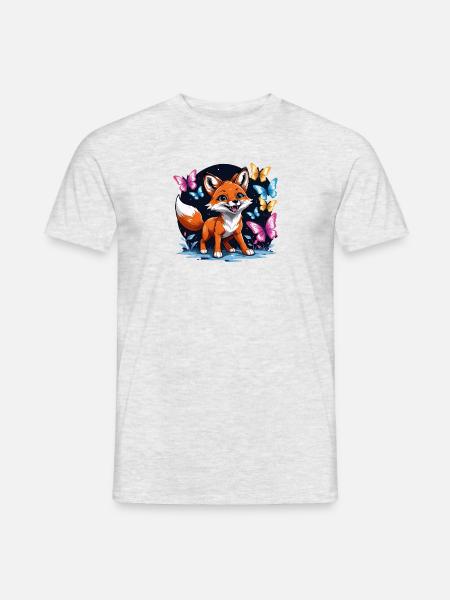 Renard Renard Fleurs Mignon Cadeau Animal Amour pour les Femmes - T-shirt homme - gris chiné