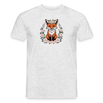 Fox Fox Flowers Cute Gift Animal Love for Women - Men's T-Shirt - heather grey - Front - AI Model Male 178 dark (178cm)