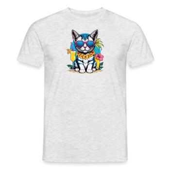 Cat Vacation Vacation Cat Vacation Hawaii Island Sea - Men's T-Shirt - heather grey - Front - AI Model Male 178 dark (178cm)
