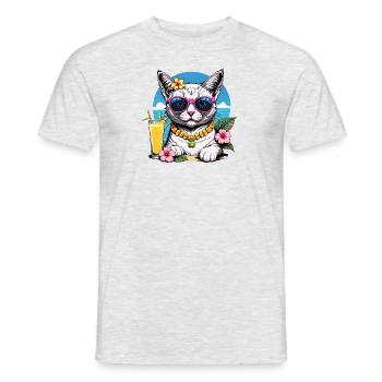 Cat Vacation Vacation Cat Vacation Hawaii Island Sea - Men's T-Shirt - heather grey - Front - AI Model Male 178 dark (178cm)