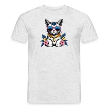 Cat Vacation Vacation Cat Vacation Hawaii Island Sea - Men's T-Shirt - heather grey - Front - AI Model Male 178 dark (178cm)