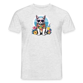 Cat Vacation Vacation Cat Vacation Hawaii Island Sea - Men's T-Shirt - heather grey - Front - AI Model Male 178 dark (178cm)
