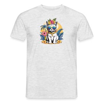 Cat Vacation Vacation Cat Vacation Hawaii Island Sea - Men's T-Shirt - heather grey - Front - AI Model Male 178 dark (178cm)