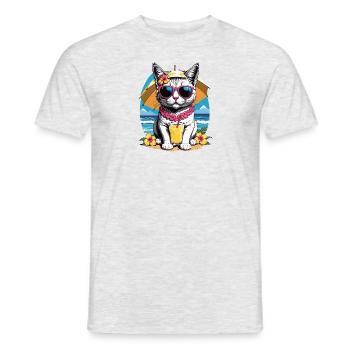 Cat Vacation Vacation Cat Vacation Hawaii Island Sea - Men's T-Shirt - heather grey - Front - AI Model Male 178 dark (178cm)