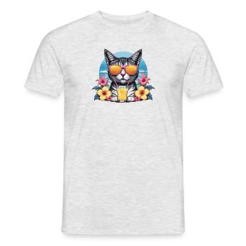 Cat Vacation Vacation Cat Vacation Hawaii Island Sea - Men's T-Shirt - heather grey - Front - AI Model Male 178 dark (178cm)