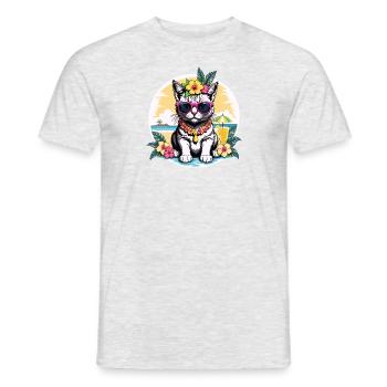 Cat Vacation Vacation Cat Vacation Hawaii Island Sea - Men's T-Shirt - heather grey - Front - AI Model Male 178 dark (178cm)