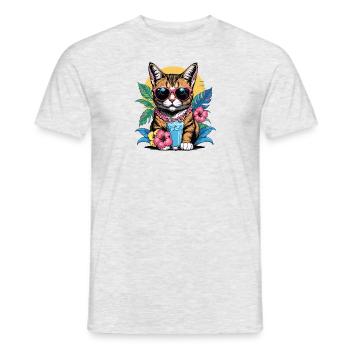 Cat Vacation Vacation Cat Vacation Hawaii Island Sea - Men's T-Shirt - heather grey - Front - AI Model Male 178 dark (178cm)