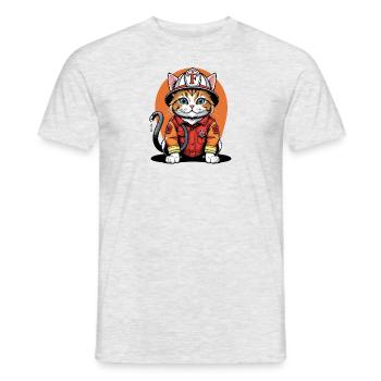 Cat Fire Brigade Cat Love Cat Lover - Men's T-Shirt - heather grey - Front - AI Model Male 178 dark (178cm)