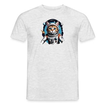 Katze Astronaut Weltall Katzenliebe Geschenk - Männer T-Shirt - Grau meliert - Vorne - AI Model Male 178 dark (178cm)
