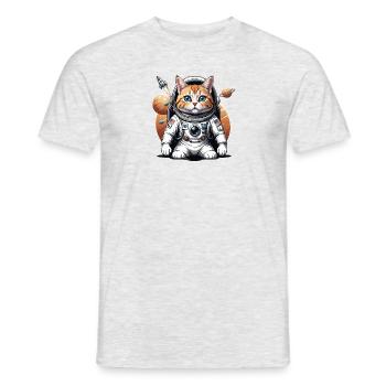 Katze Astronaut Weltall Katzenliebe Geschenk - Männer T-Shirt - Grau meliert - Vorne - AI Model Male 178 dark (178cm)